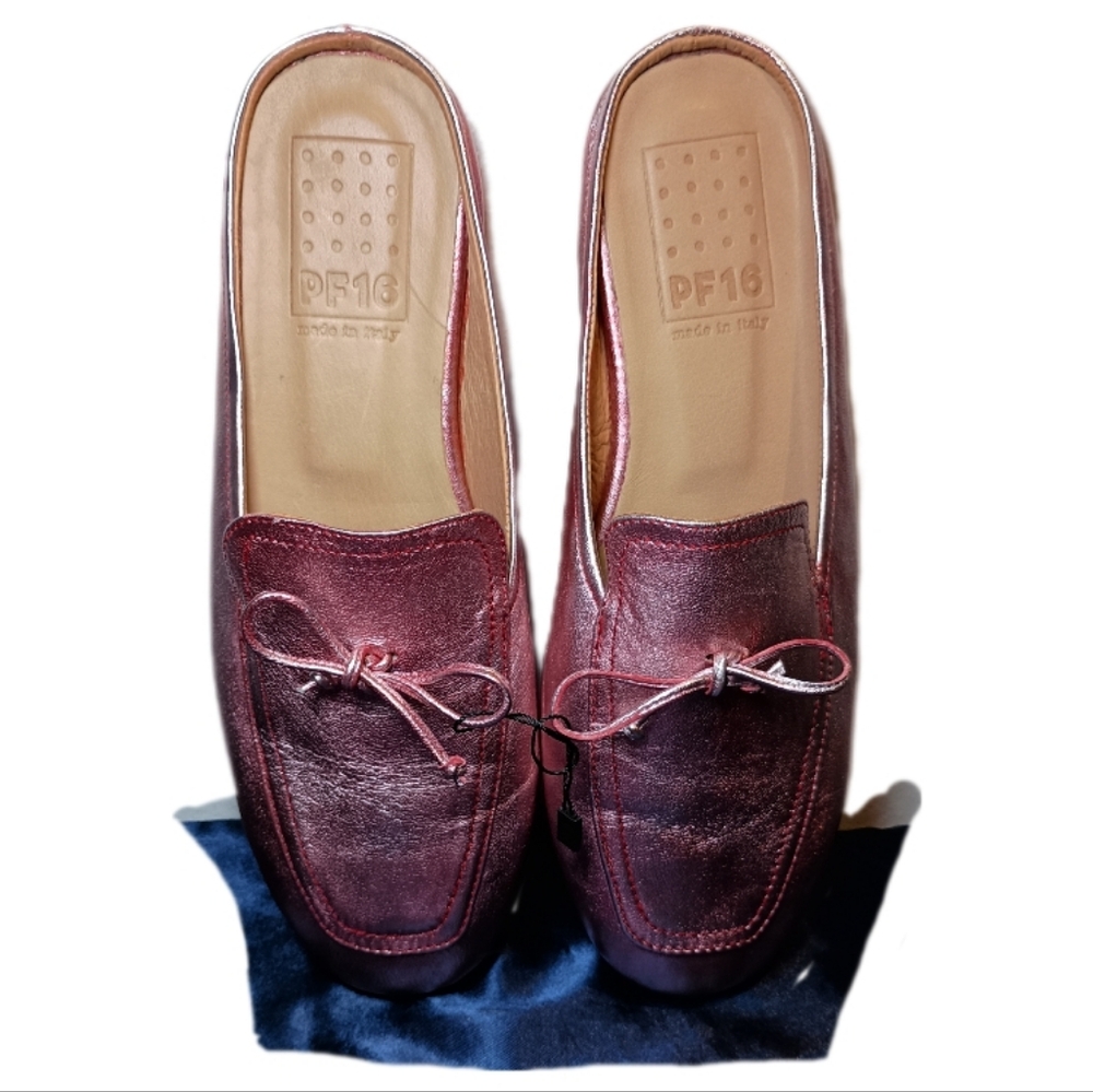 Italian Pink Metallic Leather Loafer Slides – EU 39 (US 8.5) - Picture 2 of 12